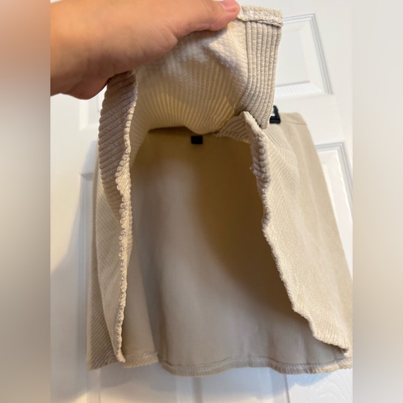 Shein Light Beige/Ivory Corduroy Button front Mini Skater Ribbed Skirt - Picture 3 of 6